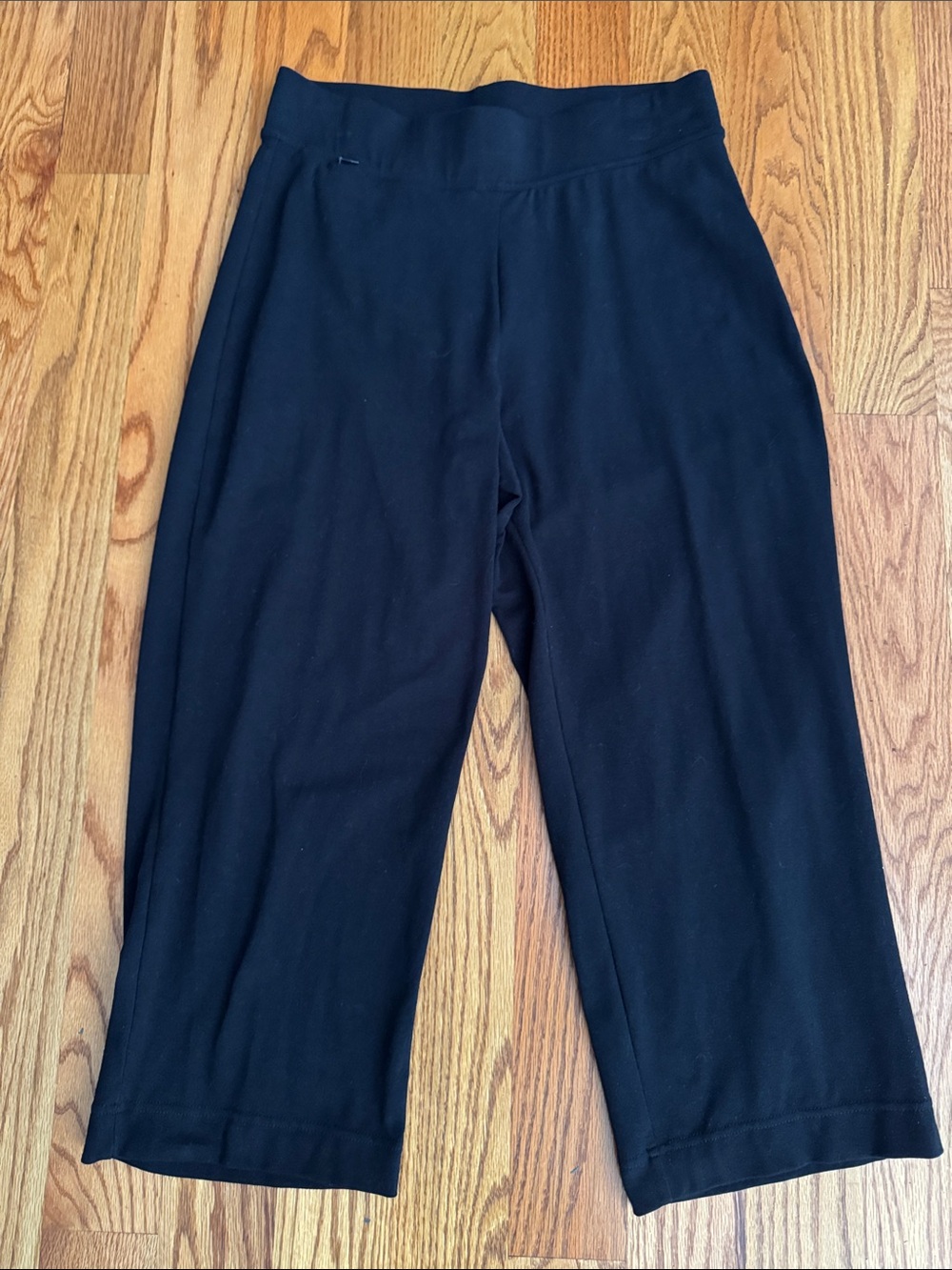 Lands' End Black Pull-On Cropped Wide-Leg Pants